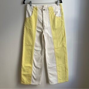 NWT Urban Outfitters BDG High Waist Wide Leg Jeans White Yellow Colorblock 29"